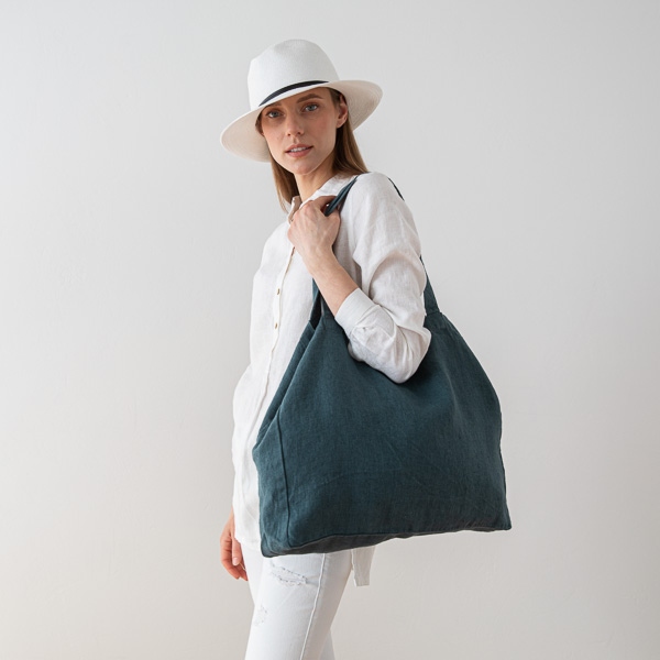 Linenme Linen Bag Terra Balsam Green