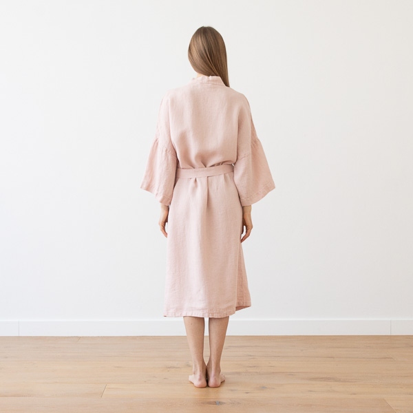 Linenme Linen Bath Robe Washed Waffle