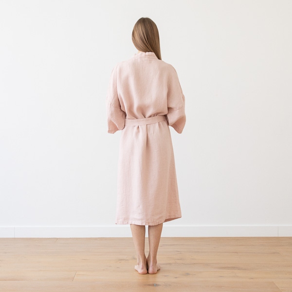 Linenme Linen Bath Robe Washed Waffle