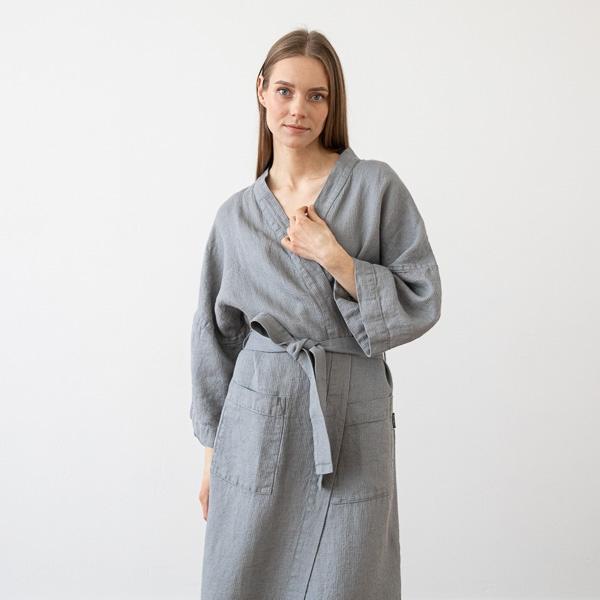 linenme Linen Bath Robe Washed Waffle
