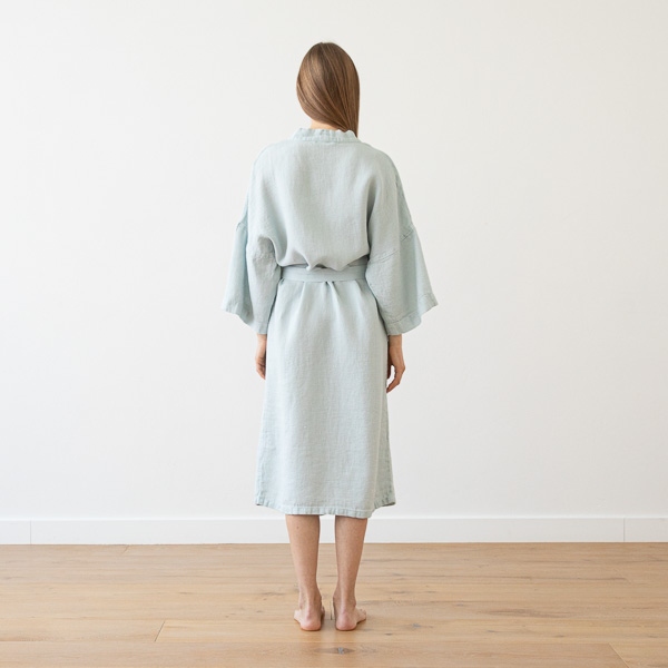 Linenme Linen Bath Robe Washed Waffle