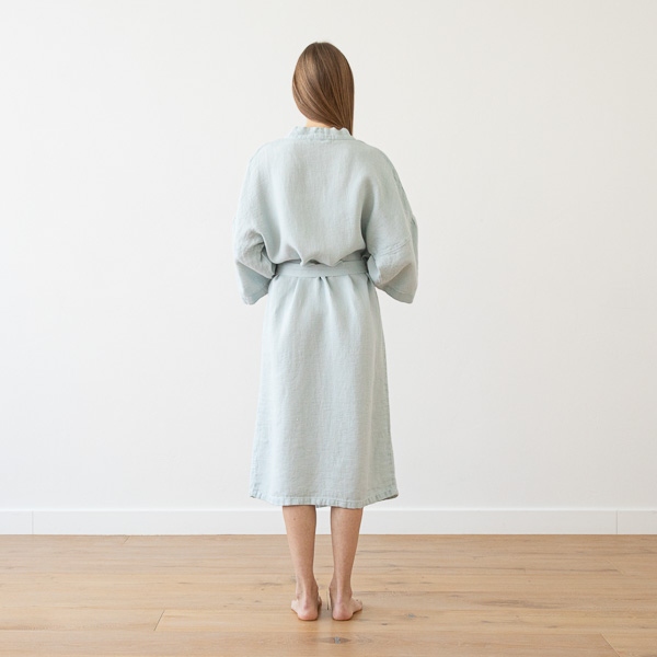 Linenme Linen Bath Robe Washed Waffle