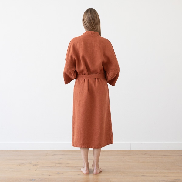 Linenme Linen Bath Robe Washed Waffle