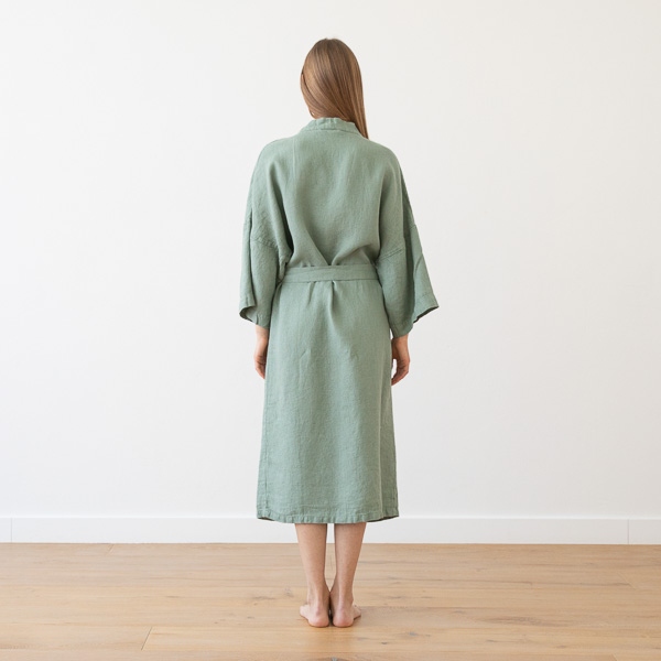 Linenme Linen Bath Robe Washed Waffle
