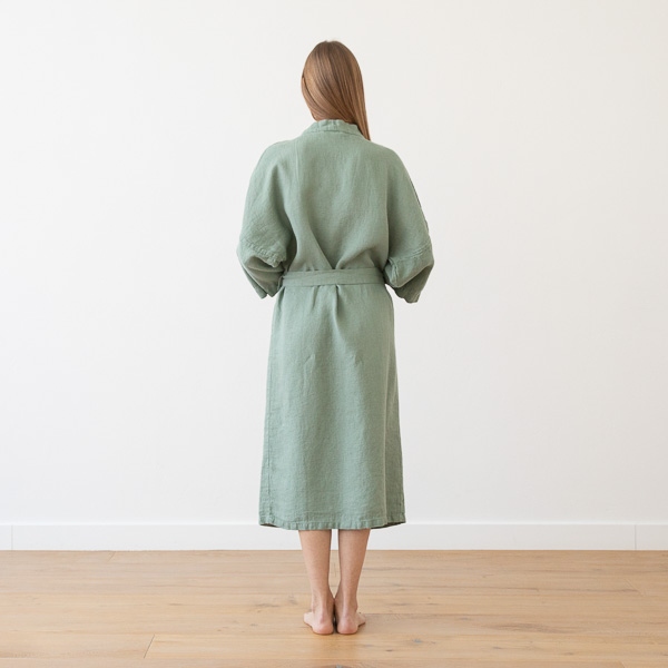 Linenme Linen Bath Robe Washed Waffle