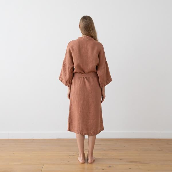 Linenme Linen Bath Robe Washed Waffle