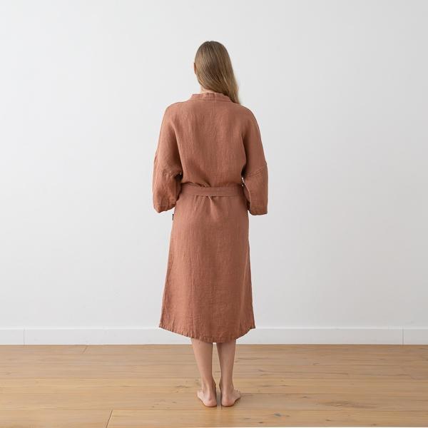 Linenme Linen Bath Robe Washed Waffle
