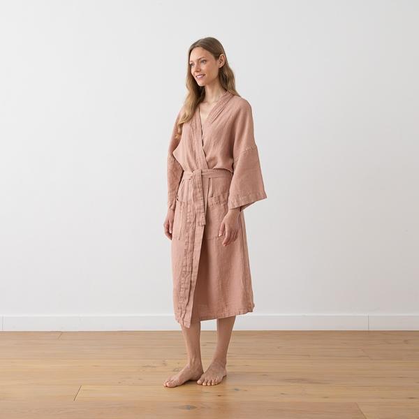 Linenme Linen Bath Robe Washed Waffle