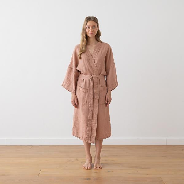 linenme Linen Bath Robe Washed Waffle