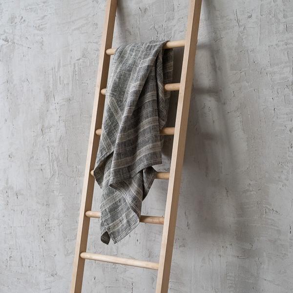 Linenme Linen Bath Towel Black Multistripe