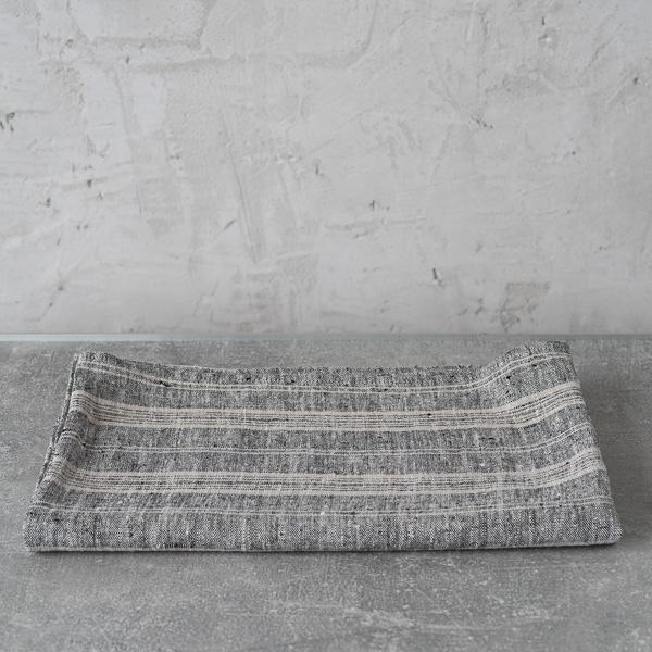 linenme Linen Bath Towel Black Multistripe