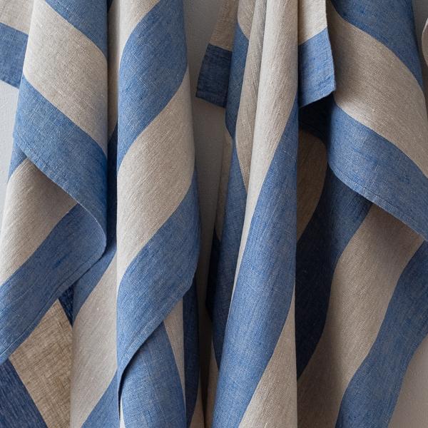 Linenme Linen Bath Towel Blue Natural Venice