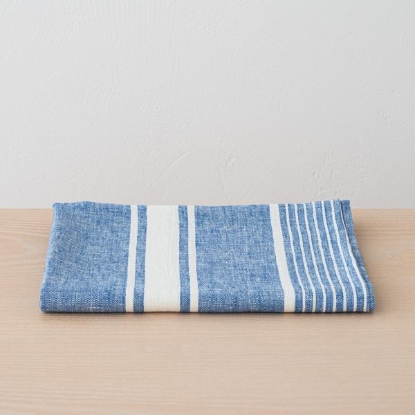 linenme Linen Bath Towel Blue Turino