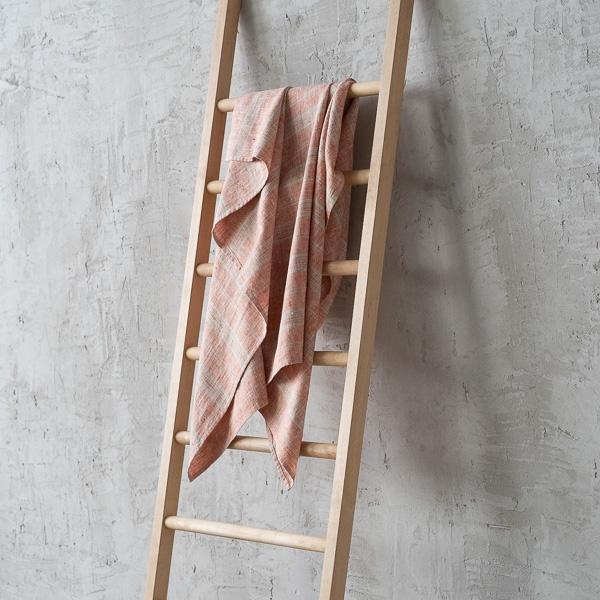 Linenme Linen Bath Towel Brick Natural Multistripe