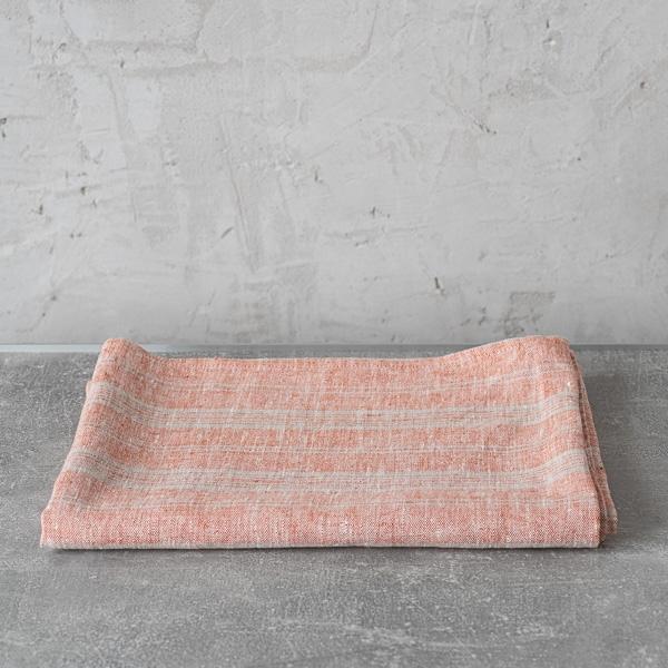 linenme Linen Bath Towel Brick Natural Multistripe