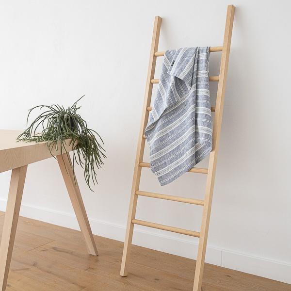 Linenme Linen Bath Towel Indigo Multistripe