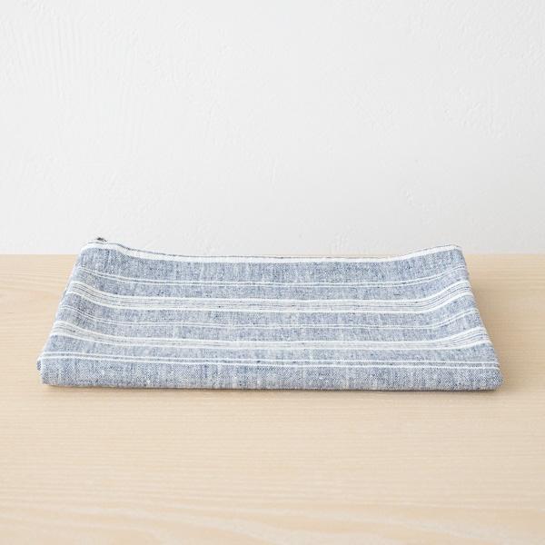 linenme Linen Bath Towel Indigo Multistripe