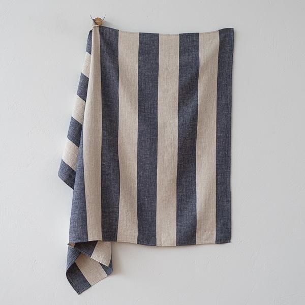 Linenme Linen Bath Towel Indigo Natural Venice