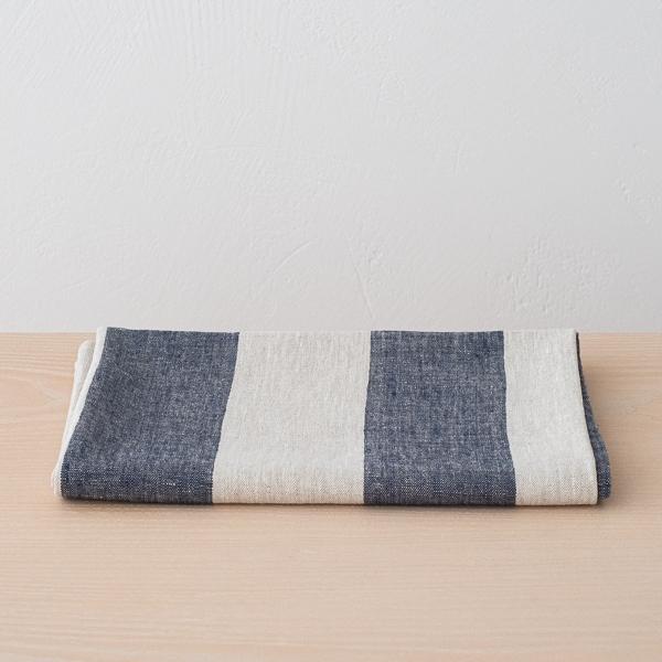 Linenme Linen Bath Towel Indigo Natural Venice