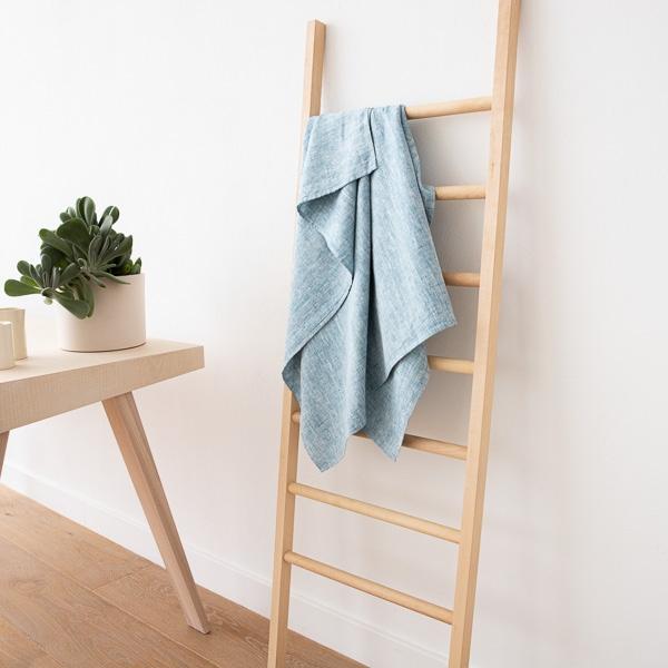 Linenme Linen Bath Towel Marine Blue Francesca