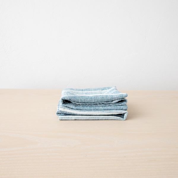Linenme Linen Bath Towel Marine Blue Multistripe