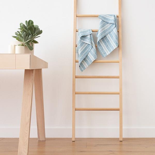 Linenme Linen Bath Towel Marine Blue Multistripe