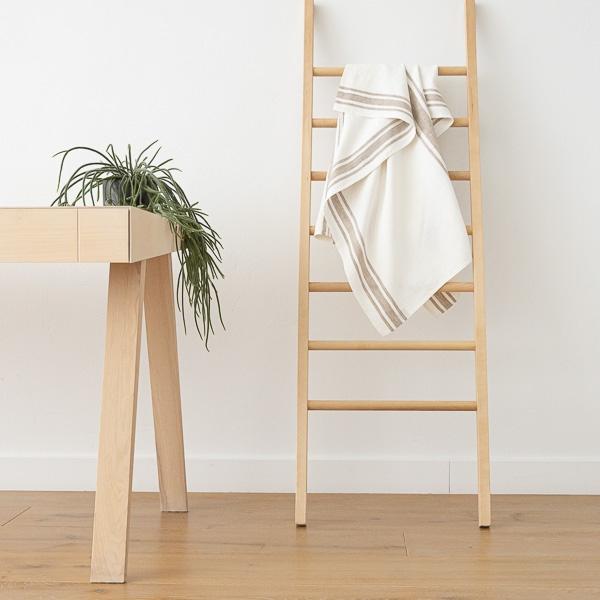 Linenme Linen Bath Towel Off White Grey Tuscany