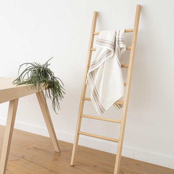 Linenme Linen Bath Towel Off White Grey Tuscany