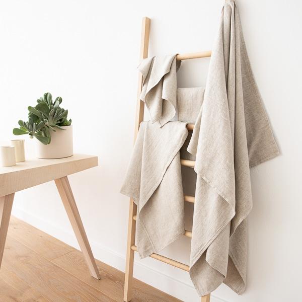 linenme Linen Bath Towel Set Beige Twill