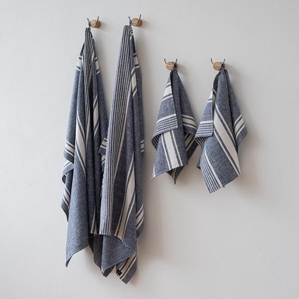 Linenme Linen Bath Towel Set Blue Turino
