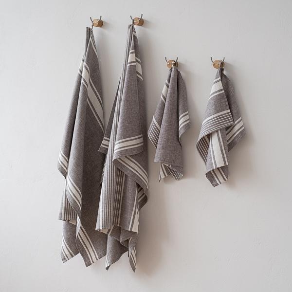 Linenme Linen Bath Towel Set Graphite Turino