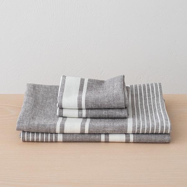 Linenme Linen Bath Towel Set Graphite Turino