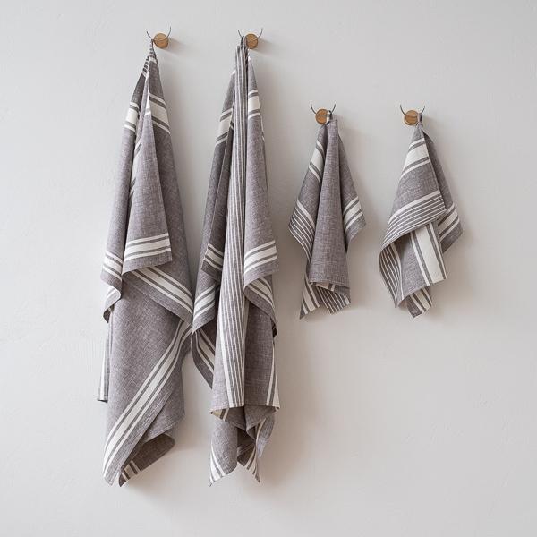 linenme Linen Bath Towel Set Graphite Turino