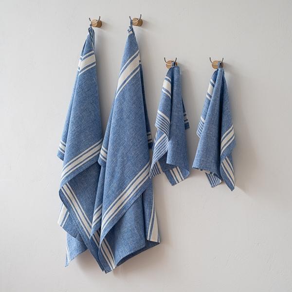 Linenme Linen Bath Towel Set Indigo Turino