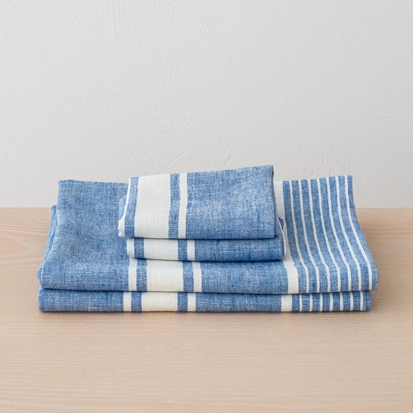 Linenme Linen Bath Towel Set Indigo Turino
