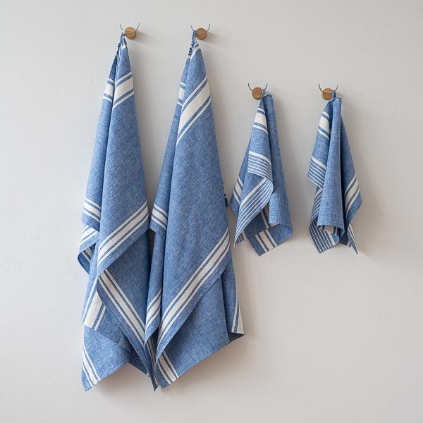 linenme Linen Bath Towel Set Indigo Turino