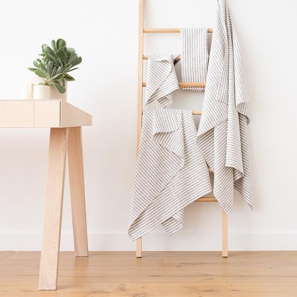 Linenme Linen Bath Towel Set New Graphite Brittany