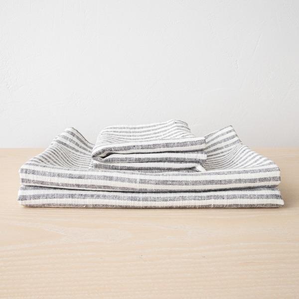 Linenme Linen Bath Towel Set New Graphite Brittany