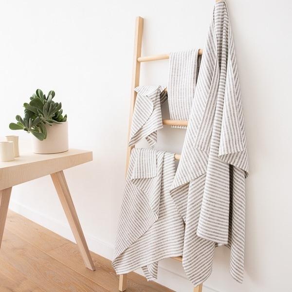 linenme Linen Bath Towel Set New Graphite Brittany