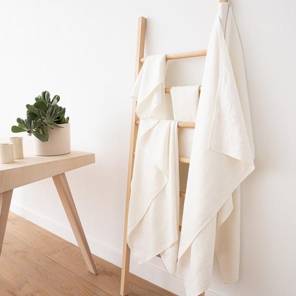 linenme Linen Bath Towel Set Off White Twill