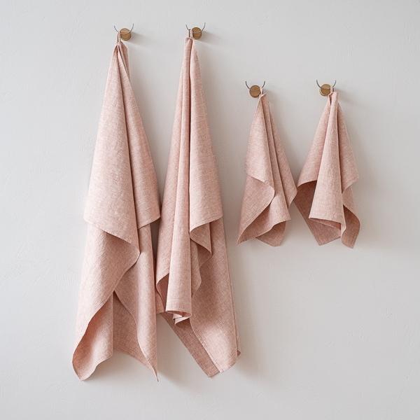 linenme Linen Bath Towel Set Rosa Francesca