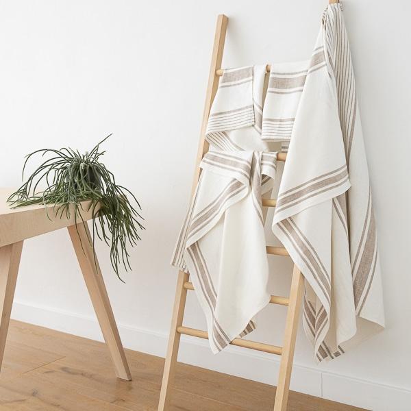 Linenme Linen Bath Towels Set Grey Tuscany