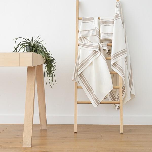 Linenme Linen Bath Towels Set Grey Tuscany