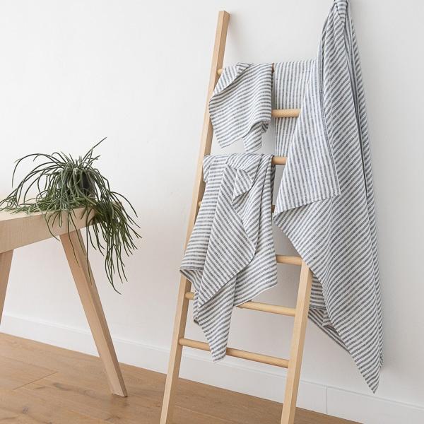 Linenme Linen Bath Towels Set Indigo Brittany