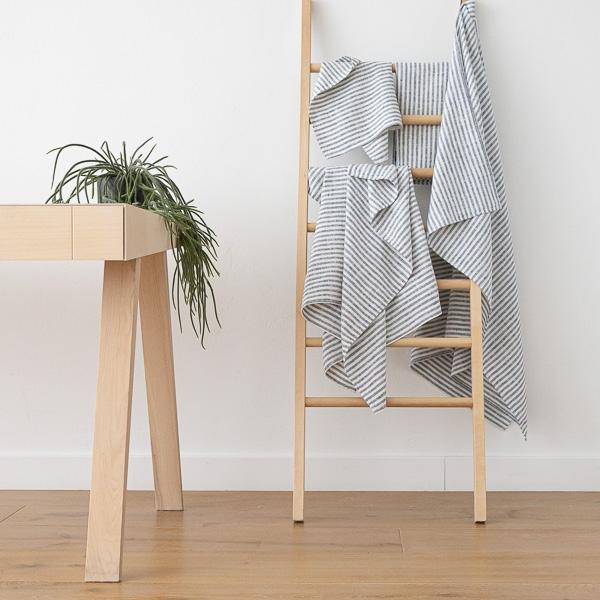 Linenme Linen Bath Towels Set Indigo Brittany