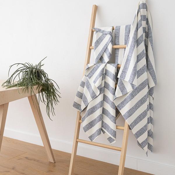 Linenme Linen Bath Towels Set Indigo Philippe