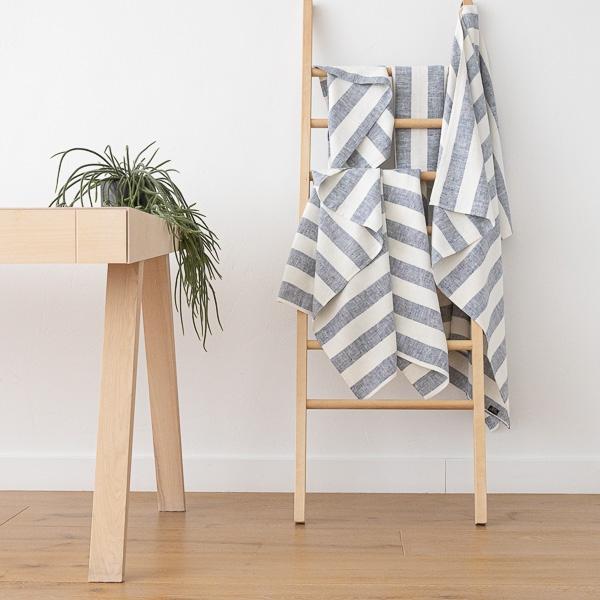 Linenme Linen Bath Towels Set Indigo Philippe