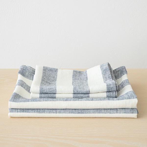linenme Linen Bath Towels Set Indigo Philippe