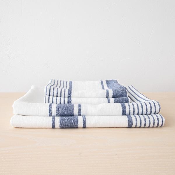 Linenme Linen Bath Towels Set Indigo Tuscany