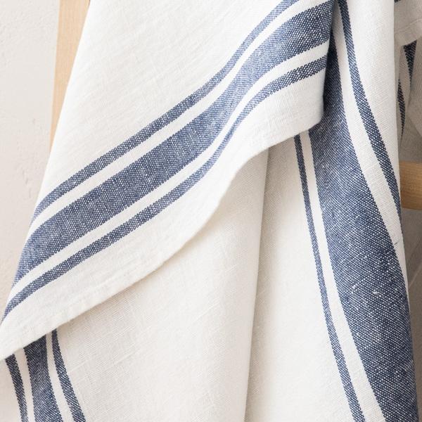 Linenme Linen Bath Towels Set Indigo Tuscany